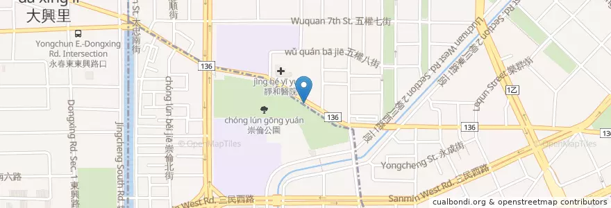 Mapa de ubicacion de 崇倫公園 en 台湾, 台中市, 南区.