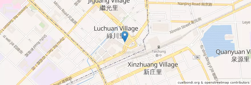 Mapa de ubicacion de 臺中火車站(建國路) en 타이완, 타이중 시, 둥구.