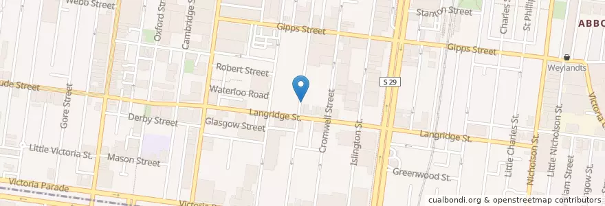 Mapa de ubicacion de Allpress Roastery en Australie, Victoria, City Of Yarra.