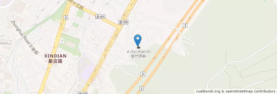Mapa de ubicacion de 紫竹禪林 en تايوان, تايبيه الجديدة, 新店區.