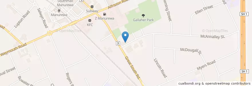 Mapa de ubicacion de Dominos Pizza en New Zealand / Aotearoa, Auckland, Manurewa.