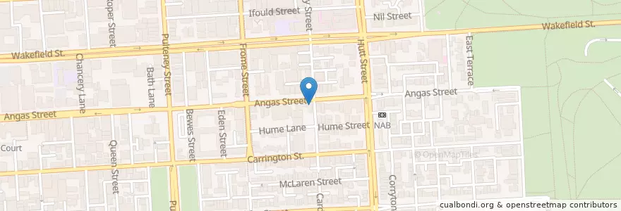 Mapa de ubicacion de Bakehouse theatre en Australië, Zuid-Australië, Adelaide, Adelaide City Council.