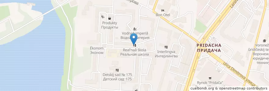 Mapa de ubicacion de Реальная школа en Rússia, Distrito Federal Central, Oblast De Voronej, Городской Округ Воронеж.