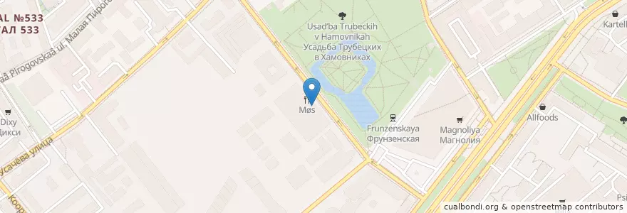 Mapa de ubicacion de Møs en ロシア, 中央連邦管区, モスクワ, Центральный Административный Округ, Район Хамовники.