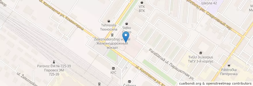 Mapa de ubicacion de Корчма "Куманёк" en Russland, Föderationskreis Zentralrussland, Oblast Twer, Городской Округ Тверь, Калининский Район.