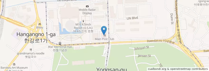 Mapa de ubicacion de Main Post Club en 韩国/南韓, 首尔, 龍山區, 용산2가동.
