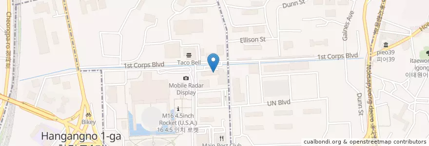 Mapa de ubicacion de Post Educational Center en Corea Del Sud, Seul, 용산구, 용산2가동.