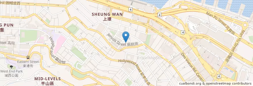 Mapa de ubicacion de Shanghai Commercial Bank en China, Cantão, Hong Kong, Ilha De Hong Kong, Novos Territórios, 中西區 Central And Western District.
