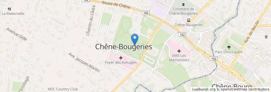 Mapa de ubicacion de Boite à livres en 스위스, Genève, Genève, Chêne-Bougeries.
