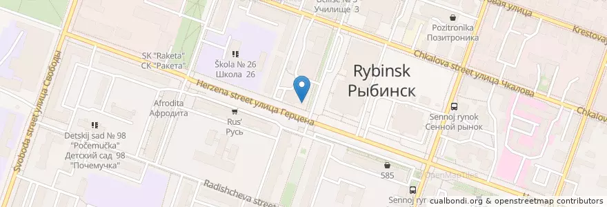 Mapa de ubicacion de Сбербанк en Rusia, Distrito Federal Central, Óblast De Yaroslavl, Рыбинский Район, Городской Округ Рыбинск.