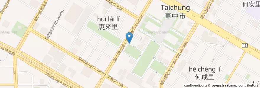 Mapa de ubicacion de 市政公園停車場 en Taiwan, Taichung, 西屯區.