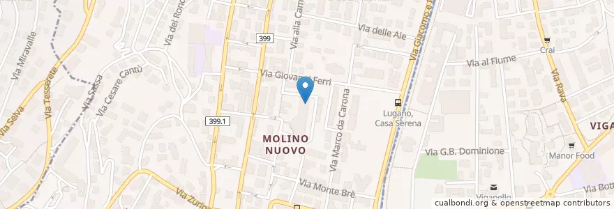 Mapa de ubicacion de Posta Lugano 4Molino nuovo en Suíça, Tessino, Distretto Di Lugano, Lugano, Circolo Di Lugano Ovest.