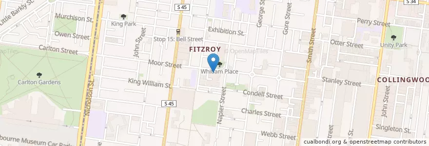 Mapa de ubicacion de Fitzroy Library en أستراليا, ولاية فيكتوريا, City Of Yarra.