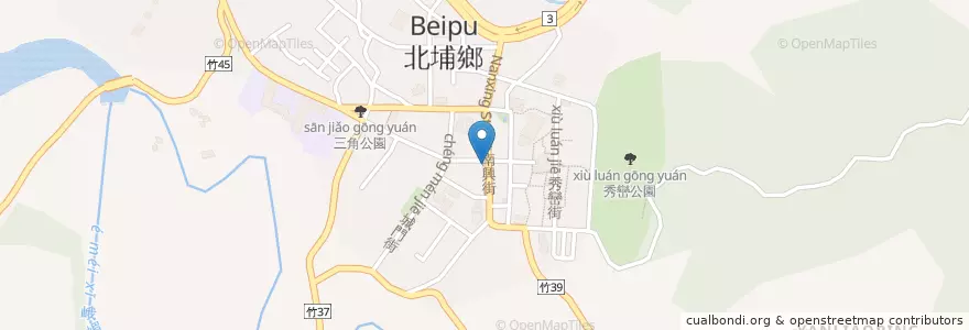 Mapa de ubicacion de 北埔水餃館 en 타이완, 타이완성, 신주 현, 베이부 향.