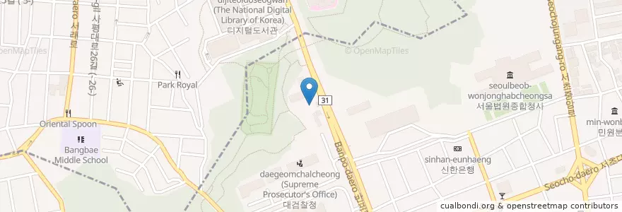 Mapa de ubicacion de 서초경찰서 en Südkorea, Seoul, 서초구, 서초3동.