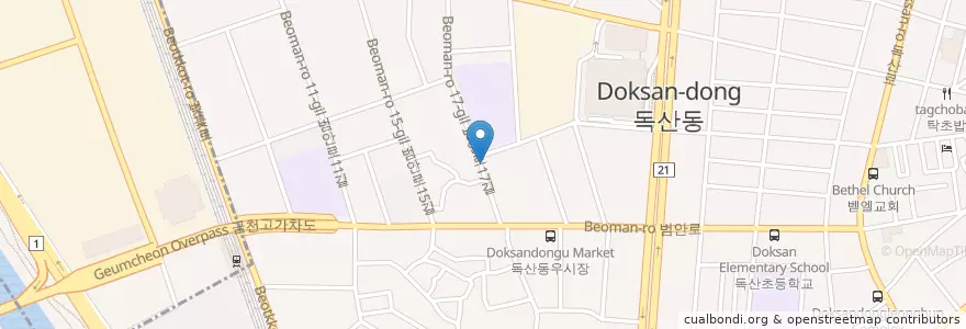 Mapa de ubicacion de 금천경찰서 en کره جنوبی, سئول, 금천구, 독산1동.
