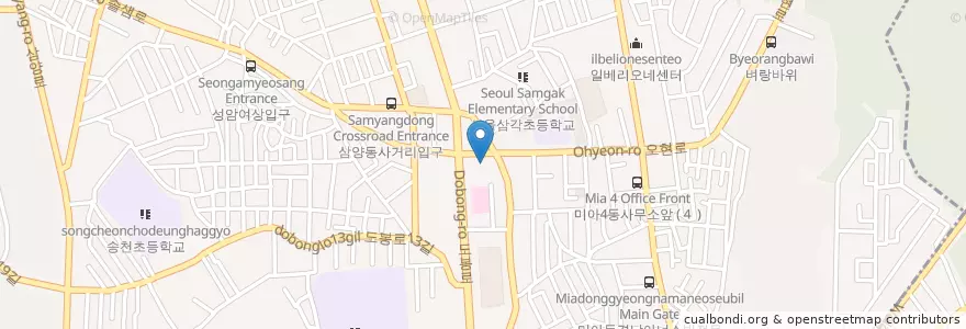 Mapa de ubicacion de 강북경찰서 en Corée Du Sud, Séoul, 강북구, 송중동.