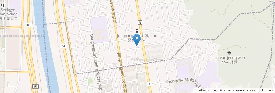 Mapa de ubicacion de 중랑경찰서 en Corea Del Sud, Seul, 중랑구, 묵2동.