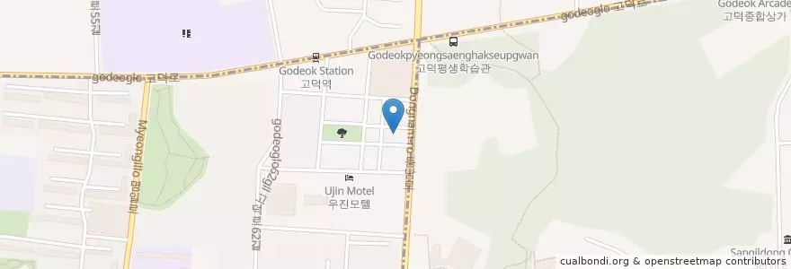 Mapa de ubicacion de 강동경찰서 en 大韓民国, ソウル, 江東区, 명일동, 명일2동.