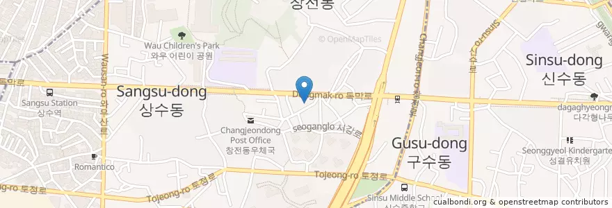 Mapa de ubicacion de 서강지구대 en كوريا الجنوبية, سول, 마포구, 서강동.