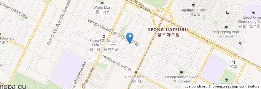 Mapa de ubicacion de 송파경찰서 en Südkorea, Seoul, 송파구, 방이1동.