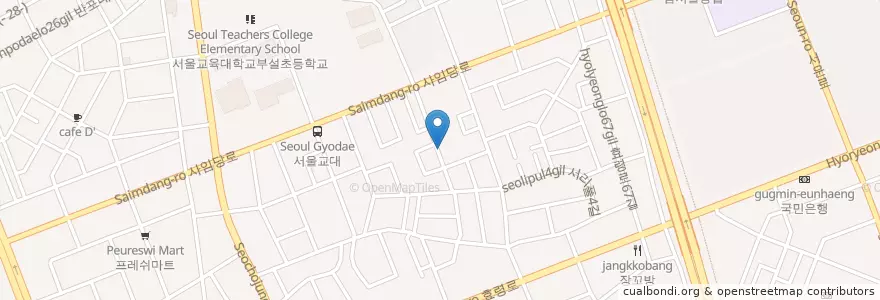 Mapa de ubicacion de 서초경찰서 en 韩国/南韓, 首尔, 瑞草區, 서초1동, 서초동.