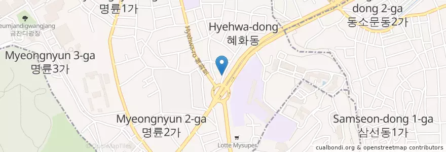 Mapa de ubicacion de 혜화경찰서 en 대한민국, 서울, 성북구, 혜화동.