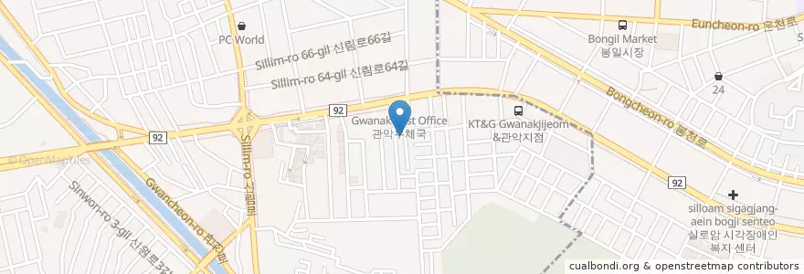 Mapa de ubicacion de 신림지구대 en Corée Du Sud, Séoul, 관악구, 서원동.