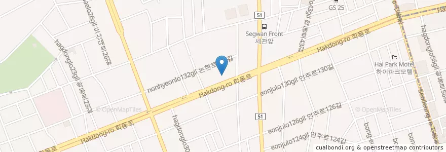 Mapa de ubicacion de 강남경찰서 논현2파출소 en Südkorea, Seoul, 강남구, 논현동, 논현2동.