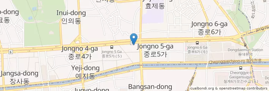 Mapa de ubicacion de 혜화경찰서 en Corée Du Sud, Séoul, 종로5·6가동.