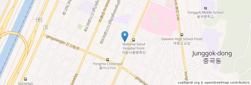 Mapa de ubicacion de 광진경찰서 en Südkorea, Seoul, 광진구, 중곡1동.