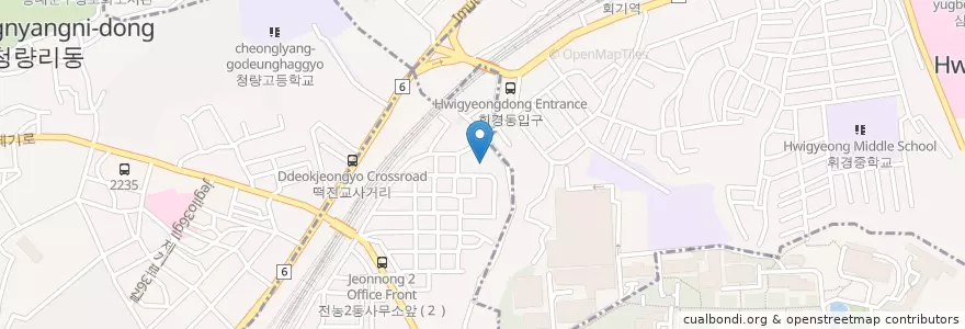 Mapa de ubicacion de 전농2치안센터 en كوريا الجنوبية, سول, 동대문구, 전농1동.