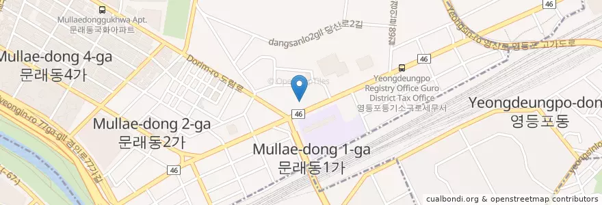 Mapa de ubicacion de 영등포경찰서 en Güney Kore, Seul, 영등포구, 문래동.