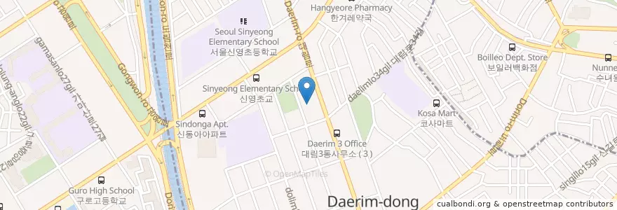 Mapa de ubicacion de 영등포경찰서 en Республика Корея, Сеул, 영등포구, 대림3동.