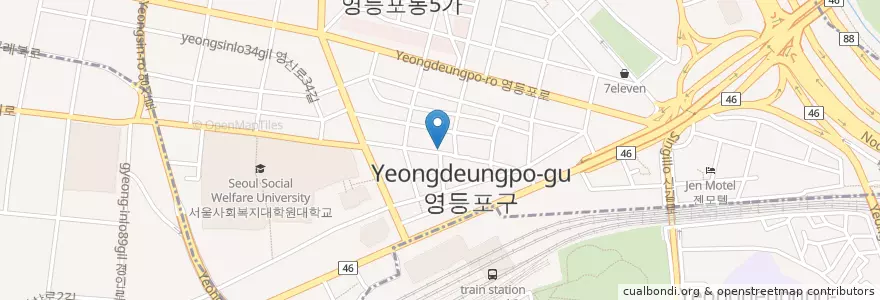 Mapa de ubicacion de 영등포경찰서 en Zuid-Korea, Seoel, 영등포구, 영등포동.