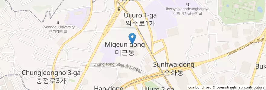Mapa de ubicacion de 사이버경찰청 en Korea Selatan, 서울, 서대문구.