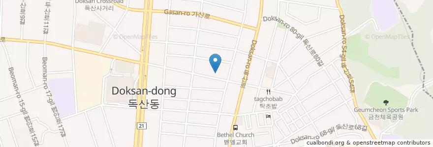 Mapa de ubicacion de 독산4치안센터 en 대한민국, 서울, 금천구, 독산4동.