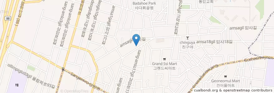 Mapa de ubicacion de 암사3치안센터 en Zuid-Korea, Seoel, 강동구, 암사동, 암사1동.