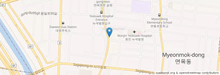 Mapa de ubicacion de 면목3치안센터 en کره جنوبی, سئول, 중랑구.