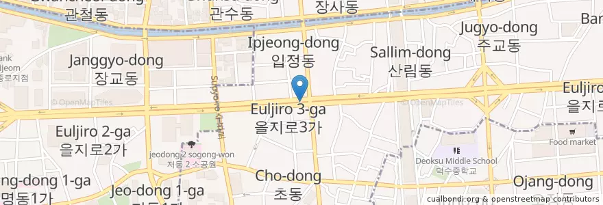 Mapa de ubicacion de 을지로3가치안센터 en 대한민국, 서울, 을지로동.
