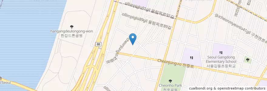 Mapa de ubicacion de 천호2치안센터 en كوريا الجنوبية, سول, 강동구, 천호동, 천호2동.