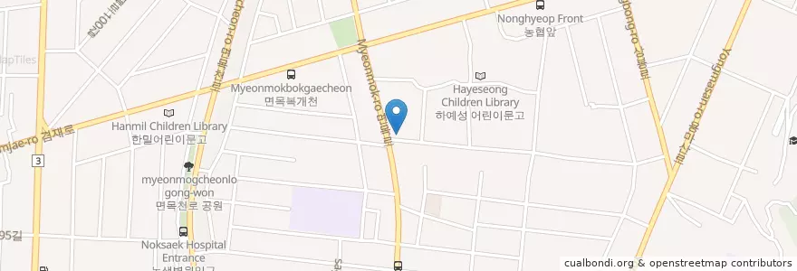 Mapa de ubicacion de 면목1치안센터 en Corea Del Sur, Seúl, 중랑구, 면목본동.