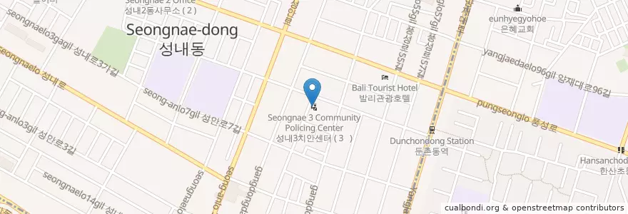 Mapa de ubicacion de 성내3치안센터 en Coreia Do Sul, Seul, 강동구, 성내동, 성내3동.