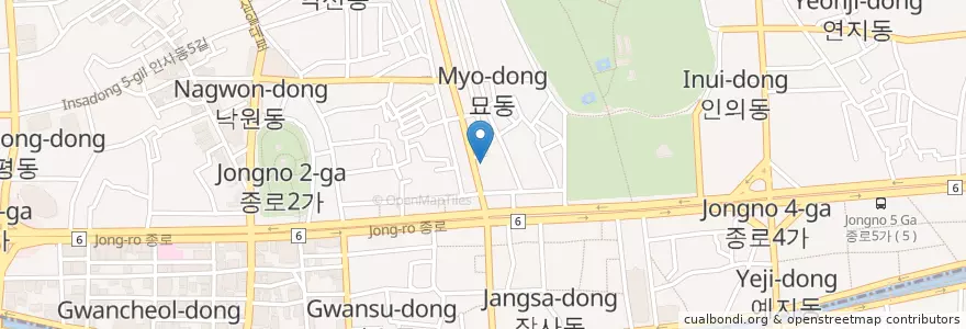 Mapa de ubicacion de 종로3가치안센터 en کره جنوبی, سئول, 종로구, 종로1·2·3·4가동.