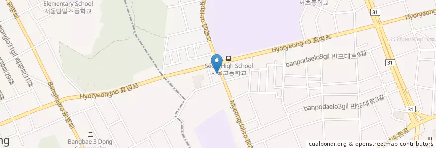 Mapa de ubicacion de 상명치안센터 en کره جنوبی, سئول, 서초구, 서초3동.