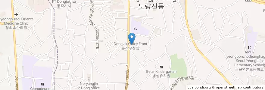 Mapa de ubicacion de 노량진2치안센터 en Corea Del Sur, Seúl, 동작구, 노량진1동, 노량진2동.