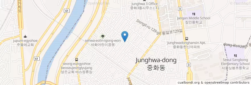 Mapa de ubicacion de 중화치안센터 en Coreia Do Sul, Seul, 중화2동.
