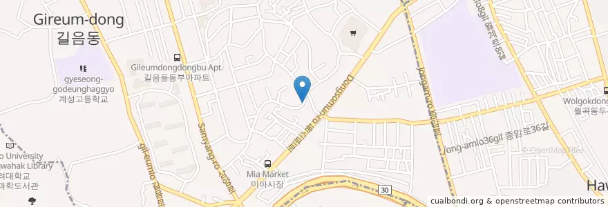 Mapa de ubicacion de 길음3치안센터 en Zuid-Korea, Seoel, 성북구, 길음2동.