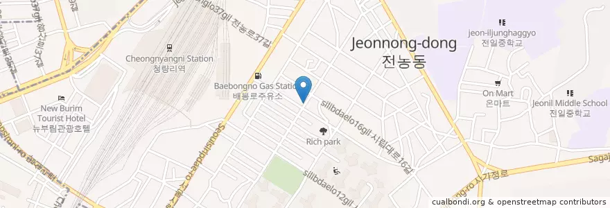 Mapa de ubicacion de 전농치안센터 en Korea Selatan, 서울, 동대문구, 전농1동.