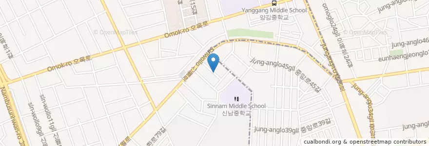 Mapa de ubicacion de 신월2치안센터 en Coreia Do Sul, Seul, 양천구, 신정3동, 신월2동.